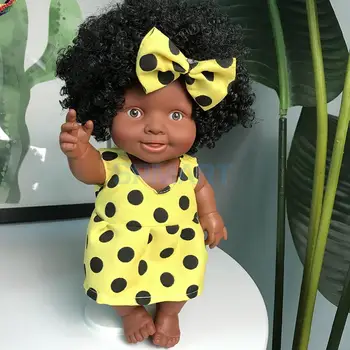 10 inch Realistické Reborn Bábiky African American Dieťa Dievča Bábiku Sebe Kvetinové Šaty & Bowknot Headdress Vianoce, Narodeninové Darčeky