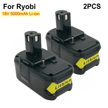 2 KS Náradie Náhradné Batérie 18V 5A Li-ion pre Ryobi jedna Nabíjateľná Batéria RB18L40 RBL18L50 P102 P105 P108 P109
