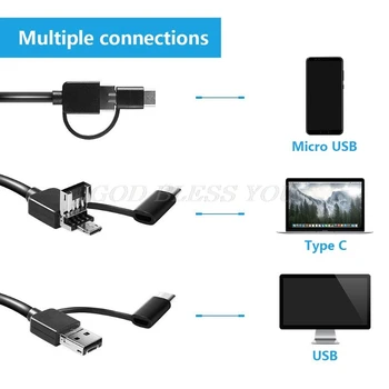 2MP 1080p 3 v 1, USB Typ-C Micro-USB 1000X Lupa Mikroskop Videa Endoskopu pre android Telefónu OSX Windows PC