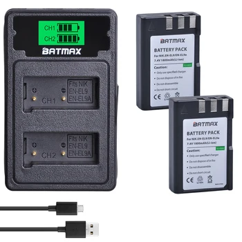 Batmax EN-EL9 EN-EL9a SK EL9 Batérie+LCD USB Duálna Nabíjačka s Typ C port pre Nikon EN-EL9a D40 D40X D60 D5000 D3000 Fotoaparát