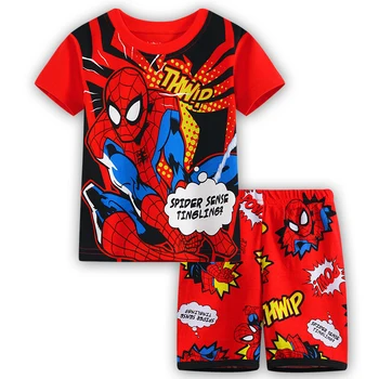Deti Pyžamo Set Detské Letné Krátky Rukáv Sleepwear Spiderman Autá Mickey Chlapci Cartoon Pyžamá Dievča Oblečenie Nightwears Nastaviť