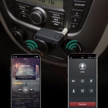 Dual Link Bluetooth 4.1 handsfree Aux 3,5 mm Auto Auto kit Bezdrôtový hudobný prijímač stereo audio adaptér pre domáce systém reproduktorov