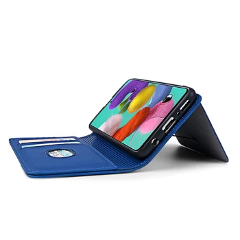 Galaxy A51 A71 Magsafe Prípade Funda Samsung Galaxy A51 A71 A11 A21 A31 A41 M11 Prípade Luxusné Tenké Kožené Peňaženky Flip Cover Mužov