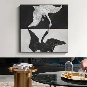 Moderné Strane Vytlačené Plátno na Maľovanie na Stenu Umenie Čierna a Biela Labuť Maľby, olejomaľby Kiss Plagáty a Tlačí na Obývacia Izba