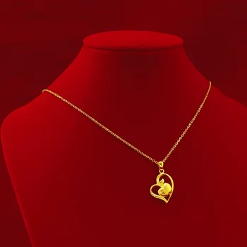 Móda 24K Zlata s Príveskom, Náhrdelníky Pre Ženy, Svadobné Šperky, Zásnubné Srdce Apple Tvar Žlté Zlato Reťazca Náhrdelník Choker