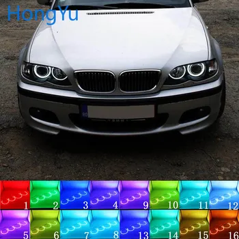 Pre BMW E46 1998 - 2005 s PROJEKTORY Príslušenstvo Svetlometu Multi-farebné RGB LED Angel Eyes Halo Krúžok Oko DRL RF Diaľkové Ovládanie