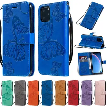 Pre iPhone 11 3D Plastický Motýľ Telefón Prípadoch Pre Apple iPhone 11 Pro MAX Flip Cover PU Kožené Peňaženky, Tašky Telefón