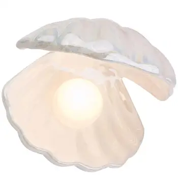 Shell Perlou Dizajn Nočné Svetlo Keramiky Ploche Ornament Posteli Dekoratívne Lampy Domova Lampa pre Spálne (Biela)