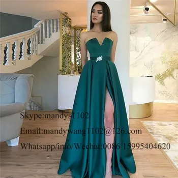 Svieti Crystal Prom Šaty, Dlhé 2020 Sexy Vysoká Rozdeliť Večerné Šaty Pre Ženy, Elegantné Saténové vestido de formatura longo