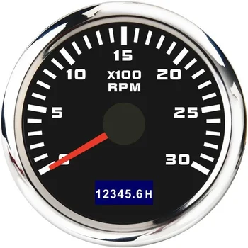 Univerzálny 52mm Auto Tachometra 3 K-8K RPM Nepremokavé Hourmeter Rozchod Lcd Displejom S Červeným Podsvietením Pre Morské Auto, Loď, Jachtu