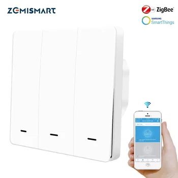 Zemismart Zigbee 3.0 EÚ Tlačit Prepínače Jeden Gang Wall Light Switch Kompatibilný s SmartThing Hub APLIKÁCIE Telefón
