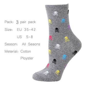 Ženy Ponožky Skateboard Unisex Ponožky Harajuku Farebné lebka Zimné Jeseň Teplé Sox streetwear Módy 3pairs/veľa #F